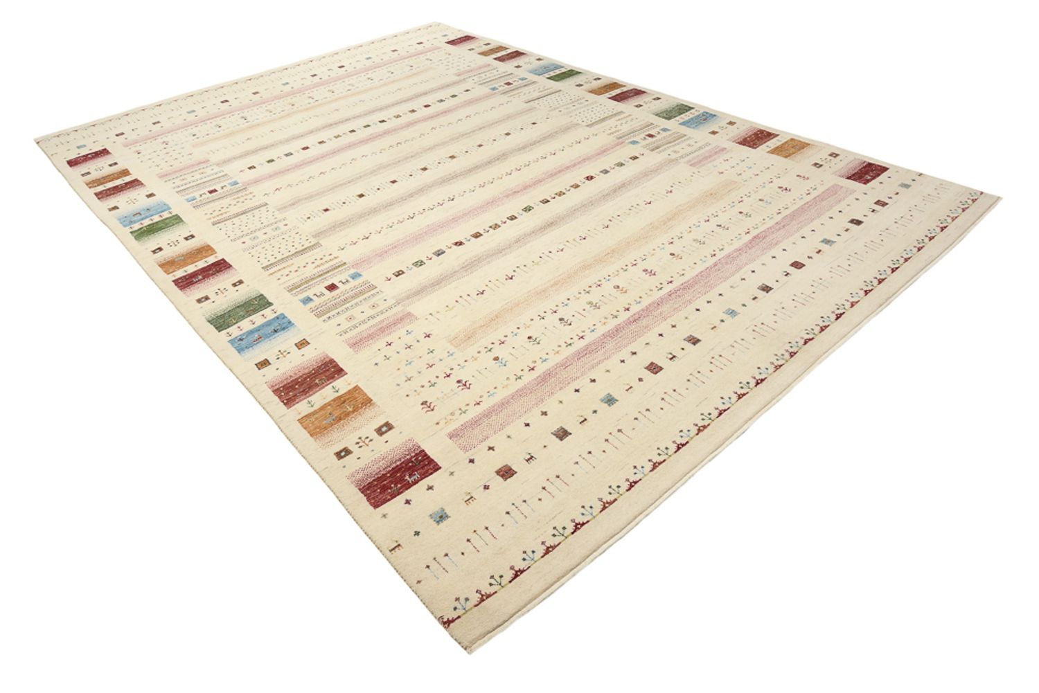 Alfombra Gabbeh - Loribaft Indus - 356 x 251 cm - beige claro