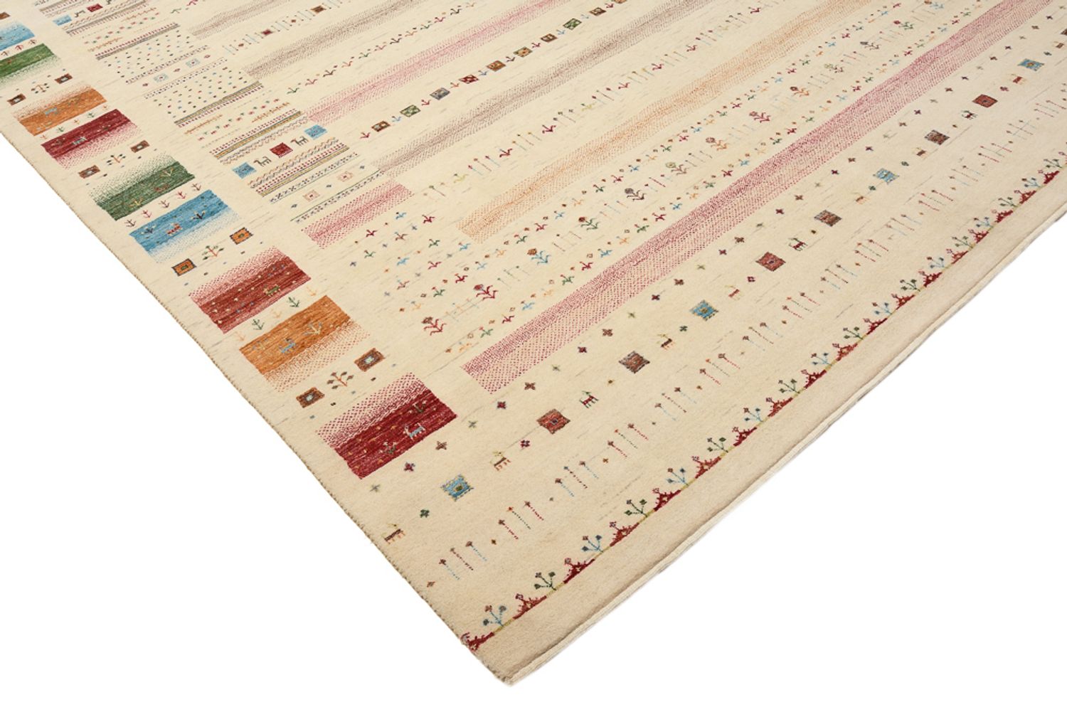 Alfombra Gabbeh - Loribaft Indus - 356 x 251 cm - beige claro