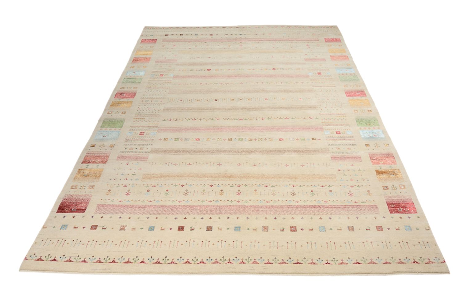 Alfombra Gabbeh - Loribaft Indus - 356 x 251 cm - beige claro