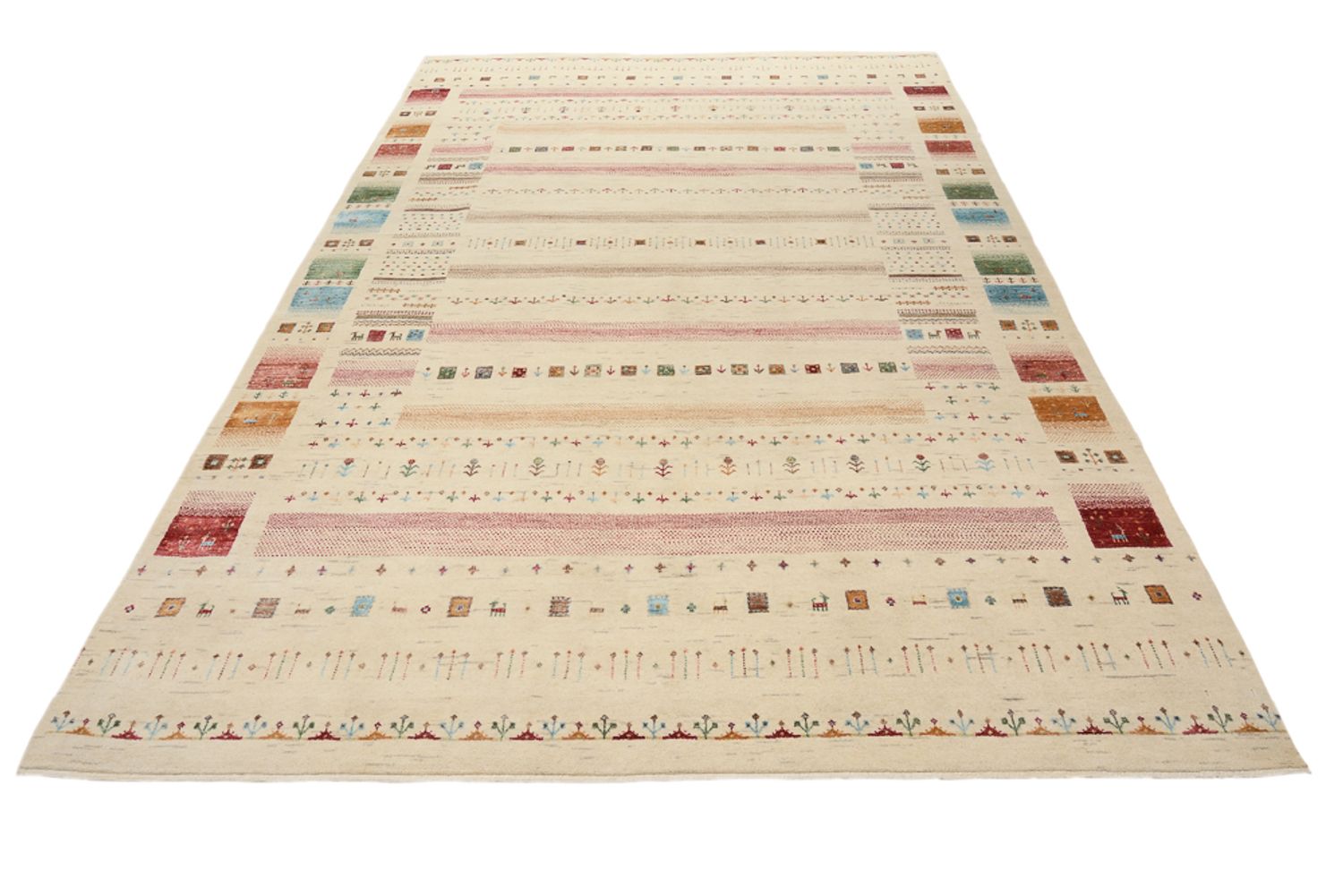 Alfombra Gabbeh - Loribaft Indus - 304 x 203 cm - beige claro