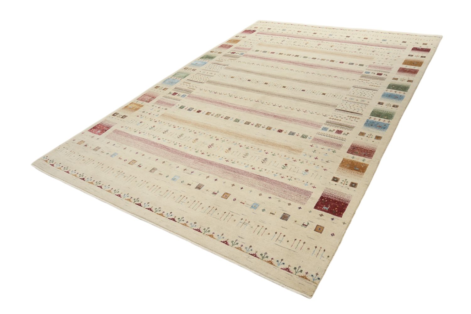 Alfombra Gabbeh - Loribaft Indus - 304 x 203 cm - beige claro