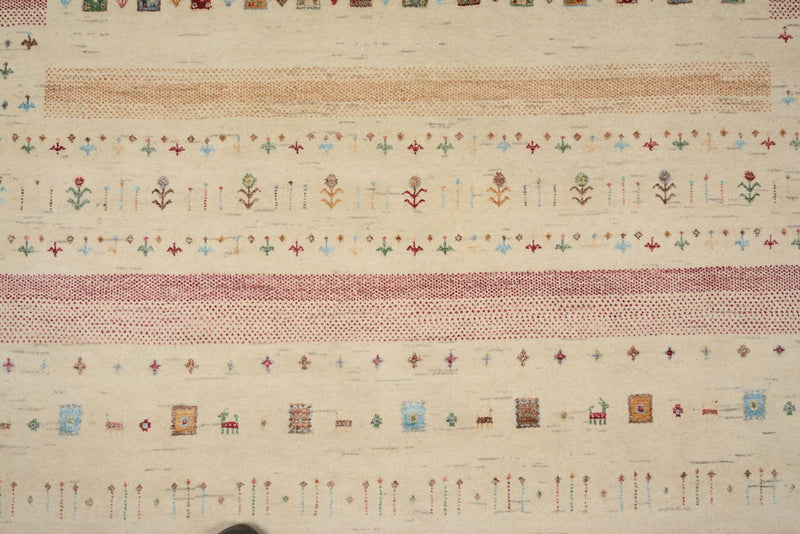 Alfombra Gabbeh - Loribaft Indus - 304 x 203 cm - beige claro