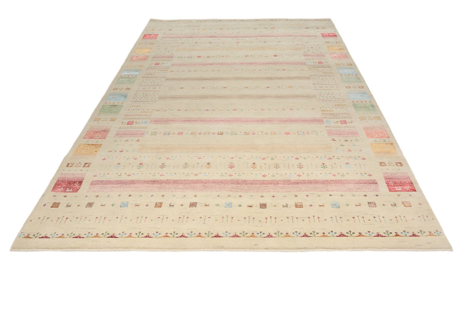 Alfombra Gabbeh - Loribaft Indus - 304 x 203 cm - beige claro
