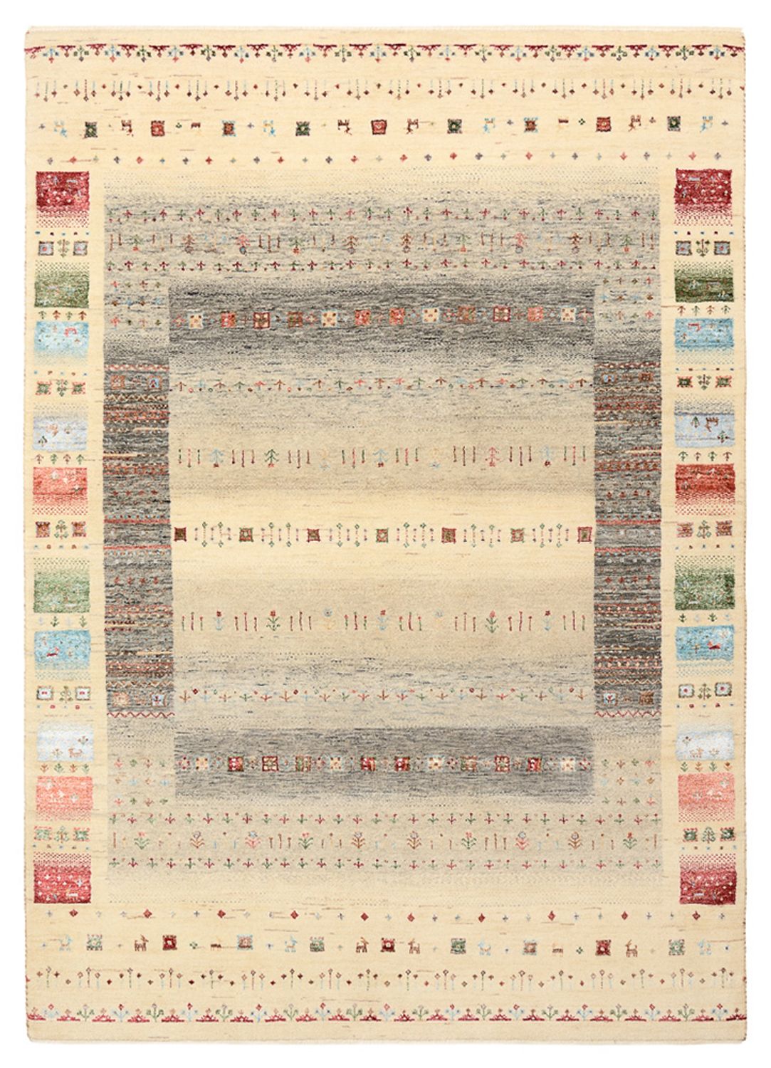 Alfombra Gabbeh - Loribaft Indus - 204 x 146 cm - beige claro