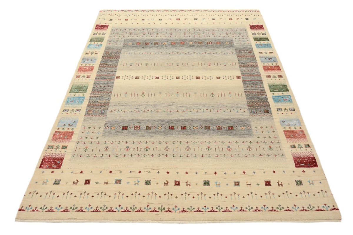 Alfombra Gabbeh - Loribaft Indus - 204 x 146 cm - beige claro