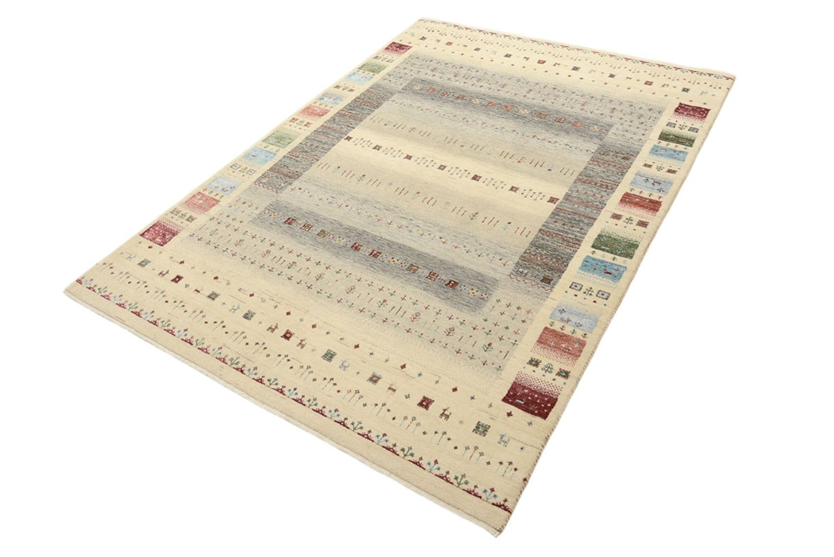 Alfombra Gabbeh - Loribaft Indus - 204 x 146 cm - beige claro