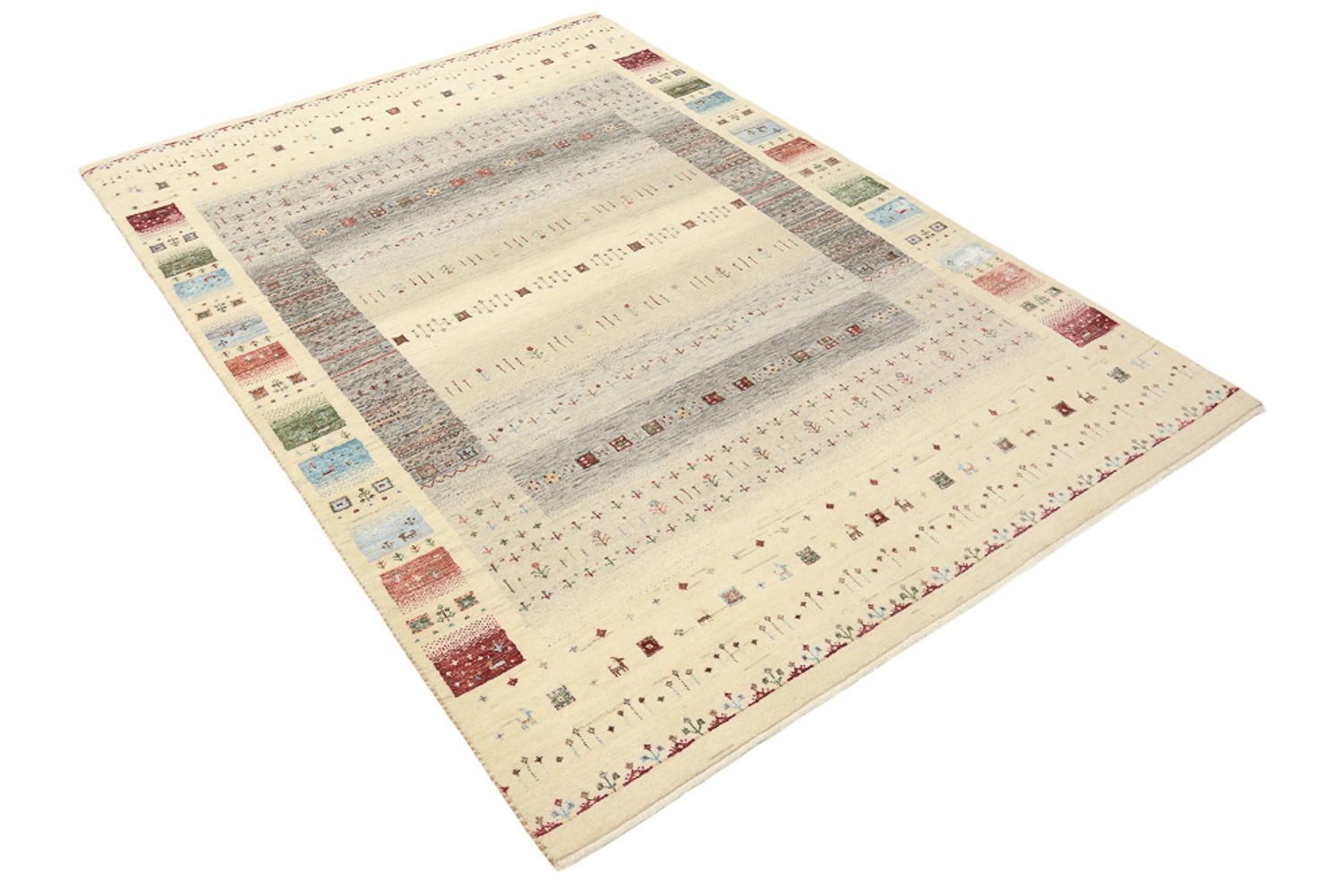 Alfombra Gabbeh - Loribaft Indus - 204 x 146 cm - beige claro