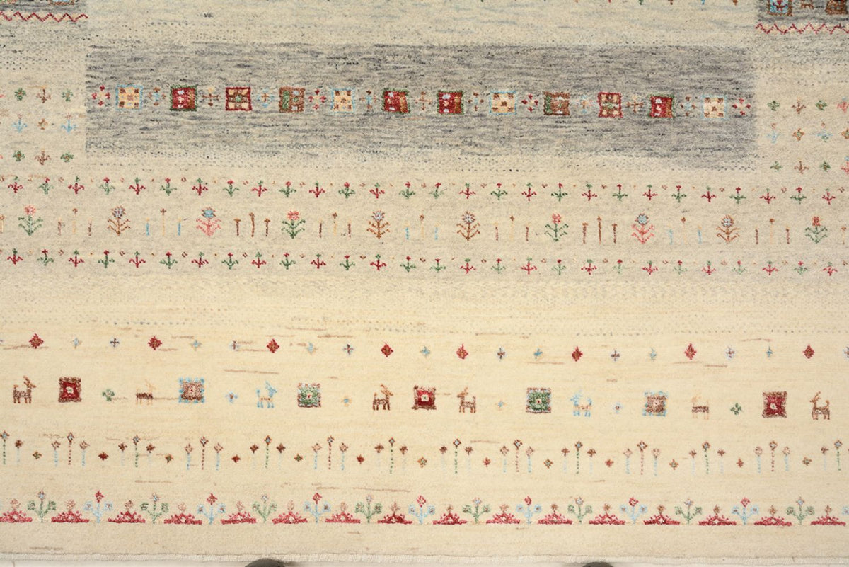 Alfombra Gabbeh - Loribaft Indus - 204 x 146 cm - beige claro