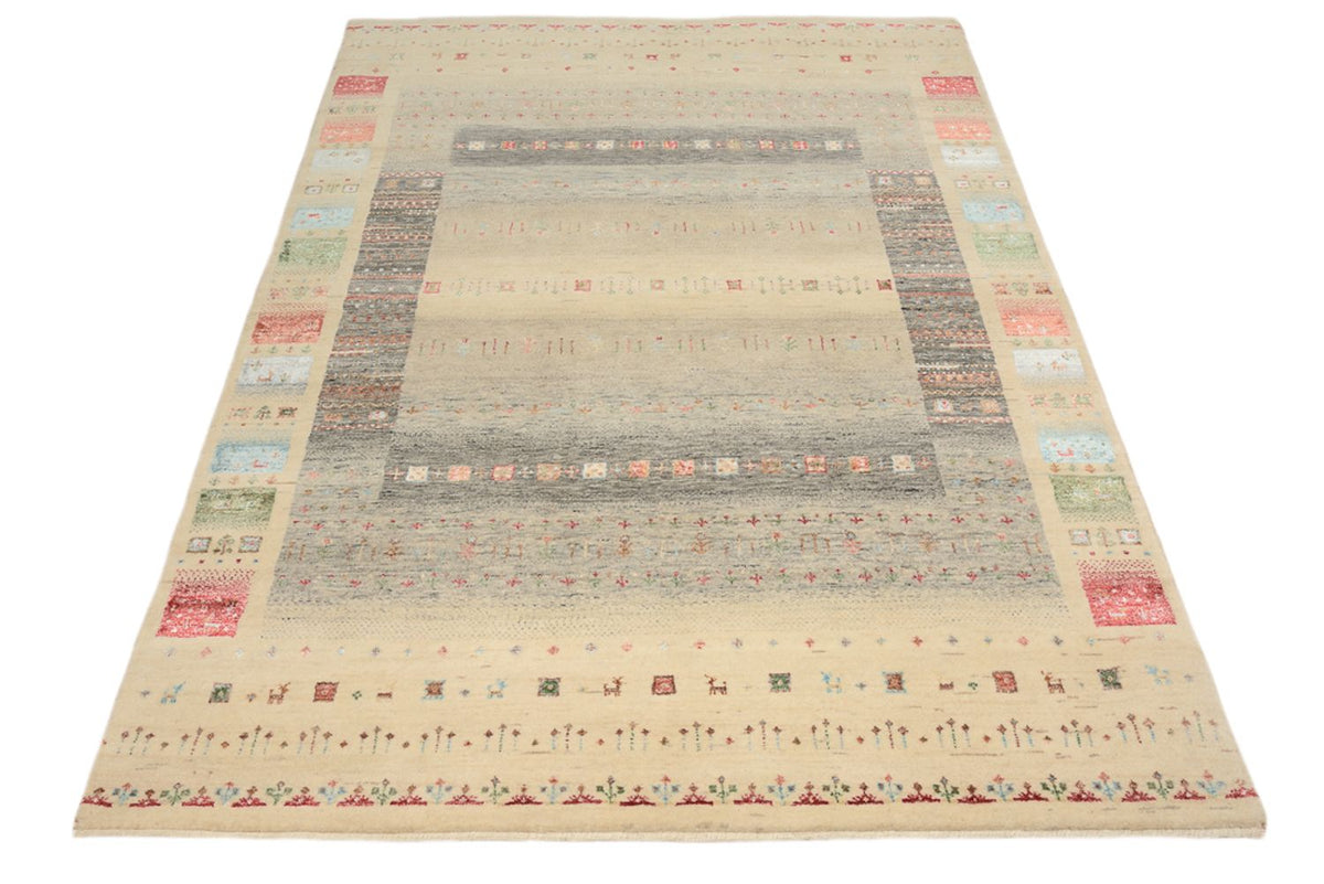 Alfombra Gabbeh - Loribaft Indus - 204 x 146 cm - beige claro