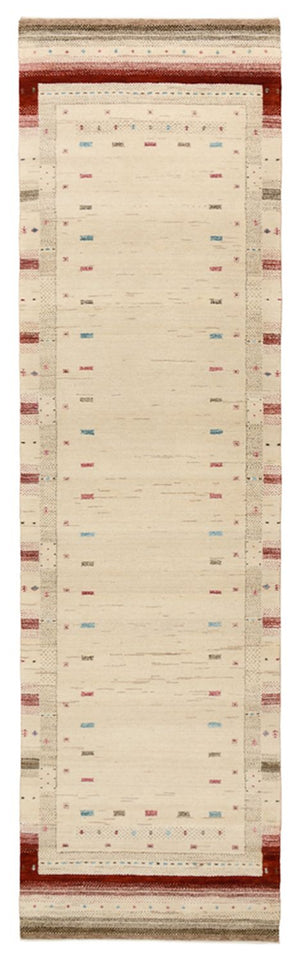 Alfombra de pasillo Alfombra Gabbeh - Loribaft Indus - 298 x 83 cm - beige claro
