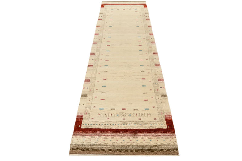 Alfombra de pasillo Alfombra Gabbeh - Loribaft Indus - 298 x 83 cm - beige claro