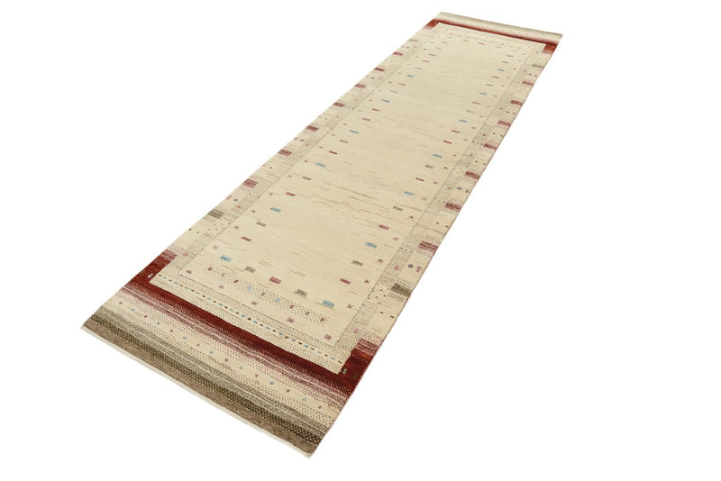 Alfombra de pasillo Alfombra Gabbeh - Loribaft Indus - 298 x 83 cm - beige claro
