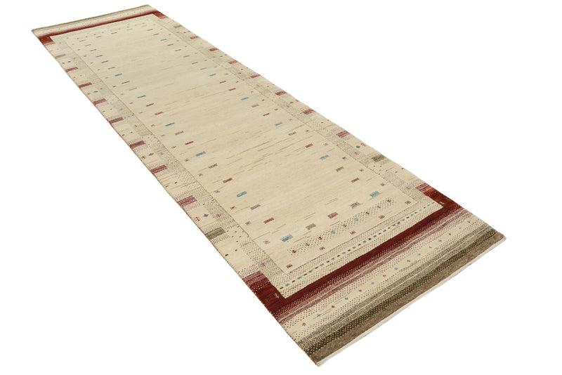 Alfombra de pasillo Alfombra Gabbeh - Loribaft Indus - 298 x 83 cm - beige claro