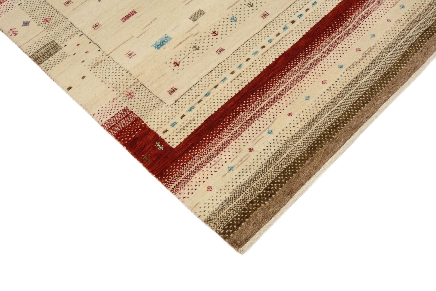 Alfombra de pasillo Alfombra Gabbeh - Loribaft Indus - 298 x 83 cm - beige claro