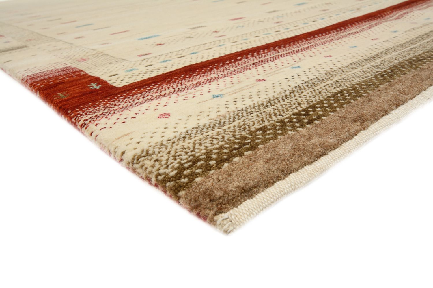 Alfombra de pasillo Alfombra Gabbeh - Loribaft Indus - 298 x 83 cm - beige claro
