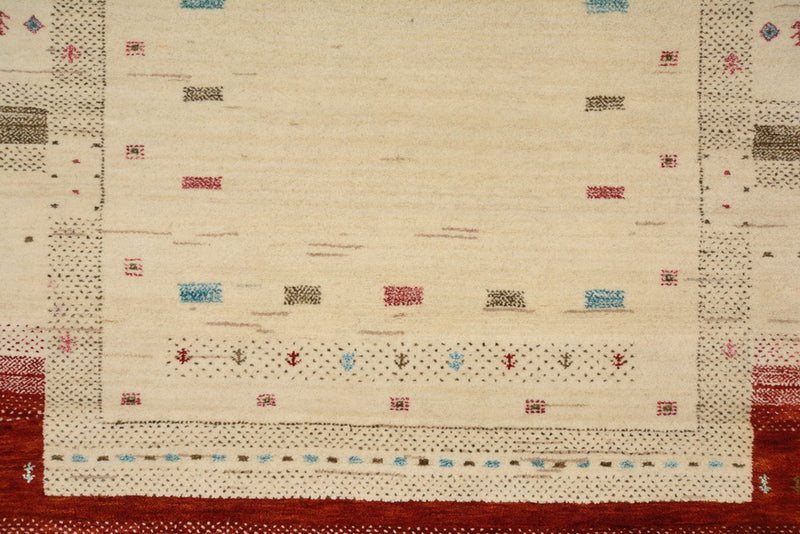 Alfombra de pasillo Alfombra Gabbeh - Loribaft Indus - 298 x 83 cm - beige claro