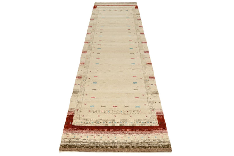 Alfombra de pasillo Alfombra Gabbeh - Loribaft Indus - 298 x 83 cm - beige claro