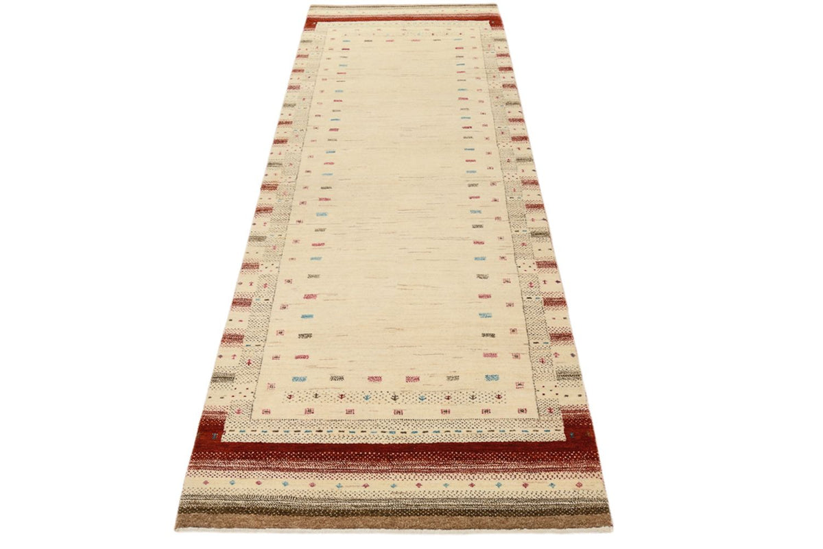 Alfombra de pasillo Alfombra Gabbeh - Loribaft Indus - 243 x 84 cm - beige claro