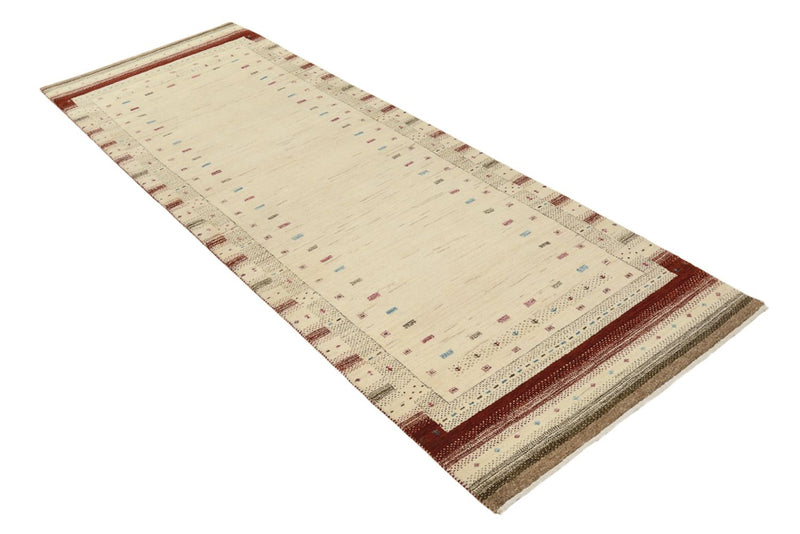Alfombra de pasillo Alfombra Gabbeh - Loribaft Indus - 243 x 84 cm - beige claro