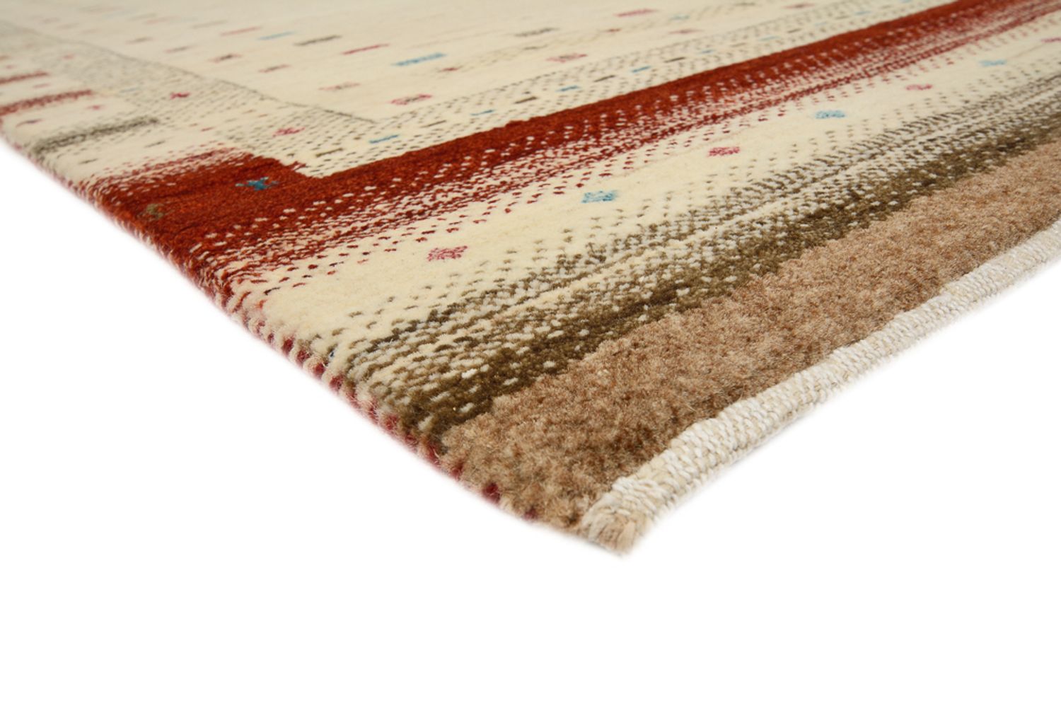 Alfombra de pasillo Alfombra Gabbeh - Loribaft Indus - 243 x 84 cm - beige claro