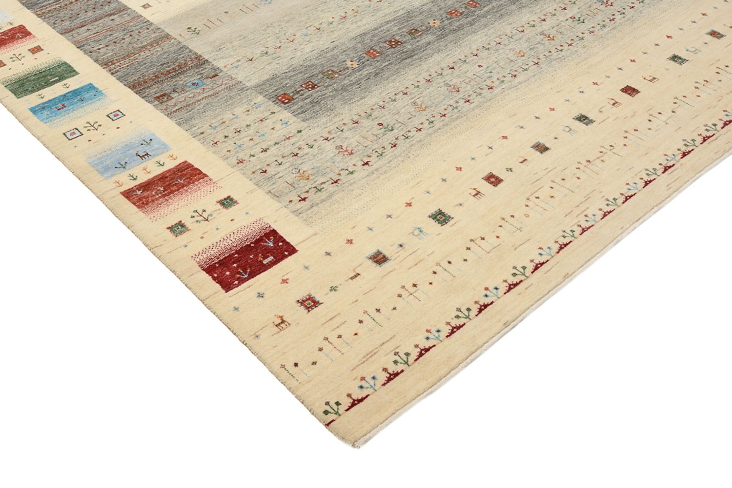 Alfombra Gabbeh - Loribaft Indus - 304 x 251 cm - beige claro