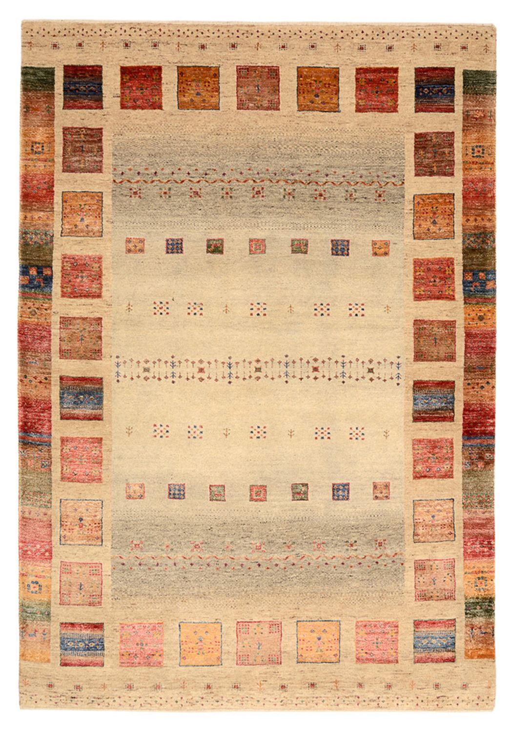 Alfombra Gabbeh - Loribaft Indus - 207 x 148 cm - multicolor