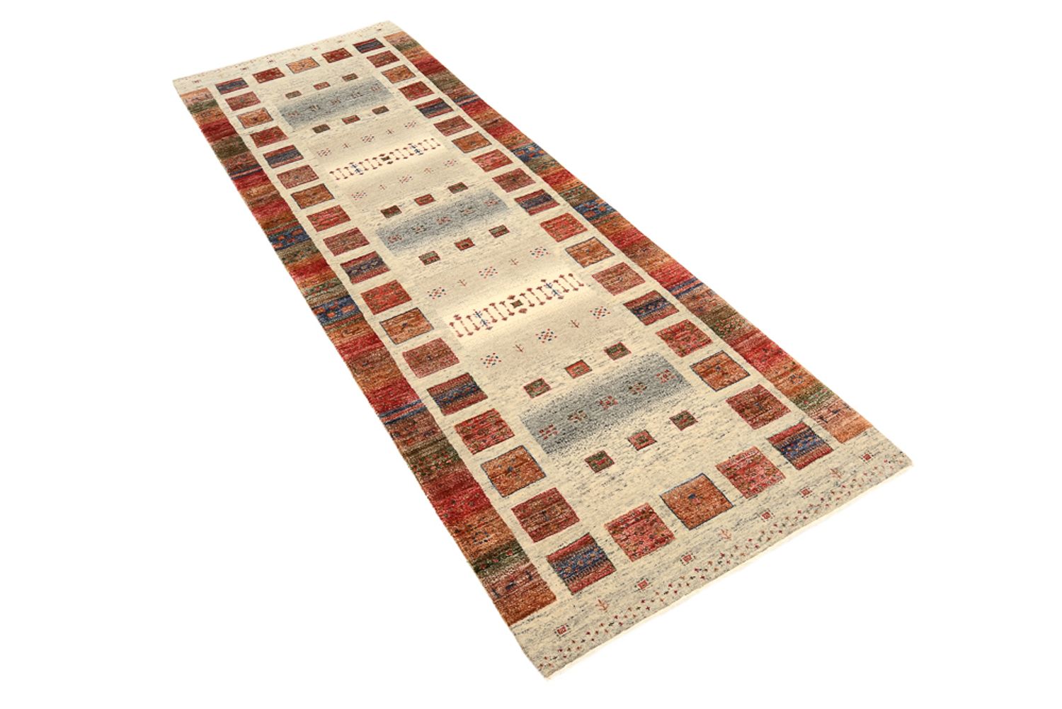 Alfombra de pasillo Alfombra Gabbeh - Loribaft Indus - 247 x 82 cm - multicolor