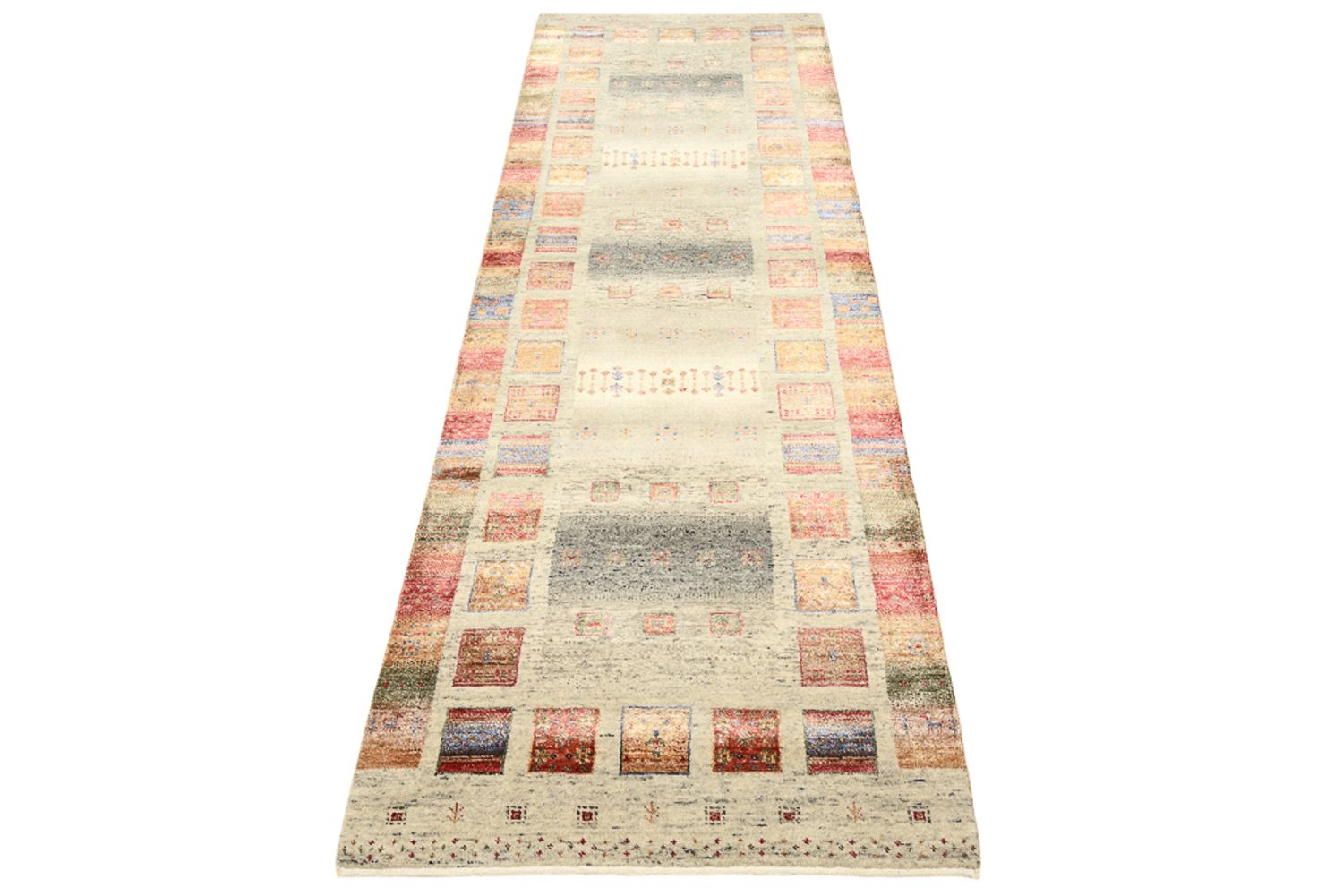 Alfombra de pasillo Alfombra Gabbeh - Loribaft Indus - 247 x 82 cm - multicolor
