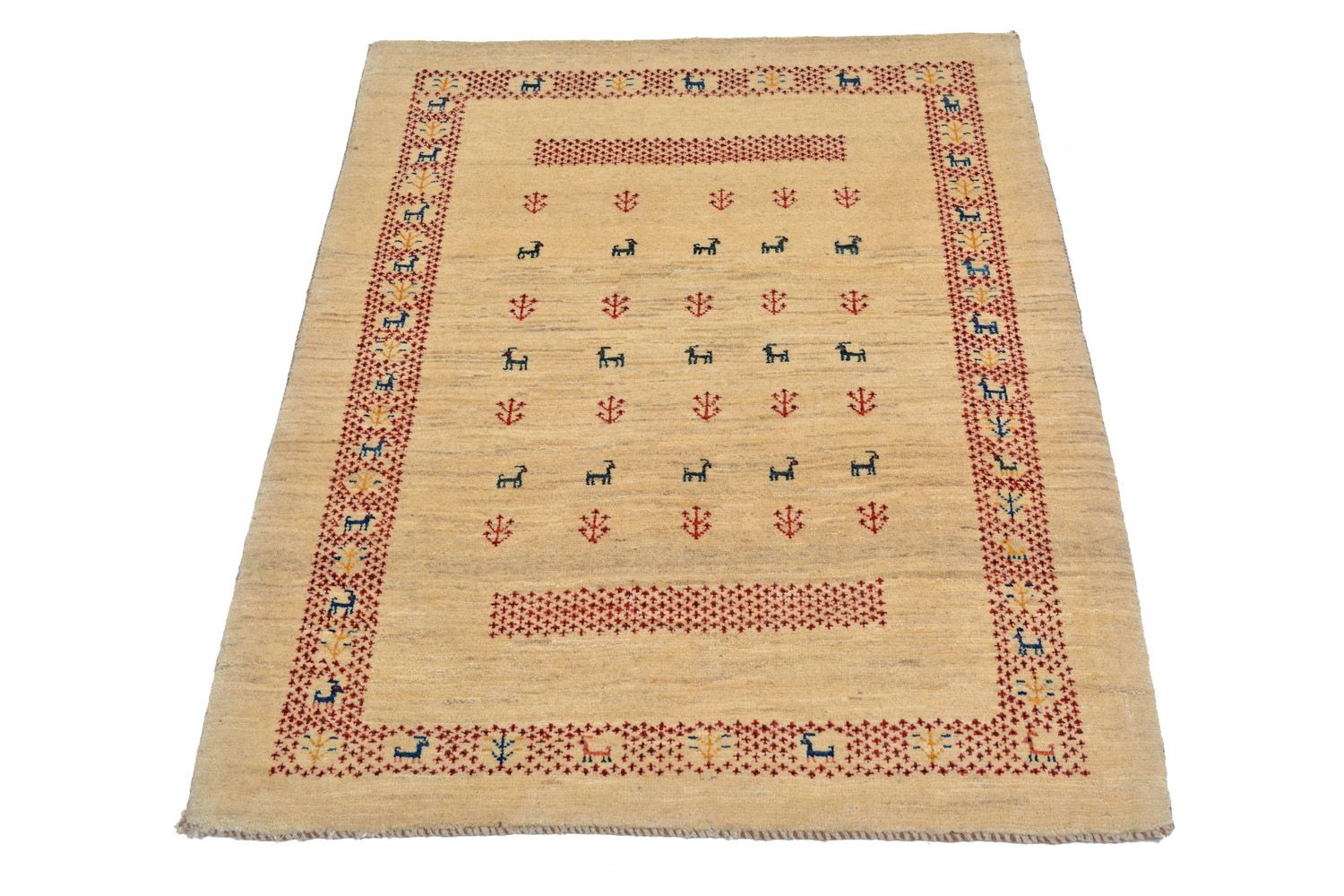 Alfombra Gabbeh - Loribaft Persa - 113 x 84 cm - beige