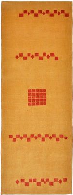 Alfombra de pasillo Alfombra Gabbeh - Loribaft Persa - 241 x 87 cm - amarillo mostaza