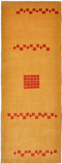 Alfombra de pasillo Alfombra Gabbeh - Loribaft Persa - 241 x 87 cm - amarillo mostaza