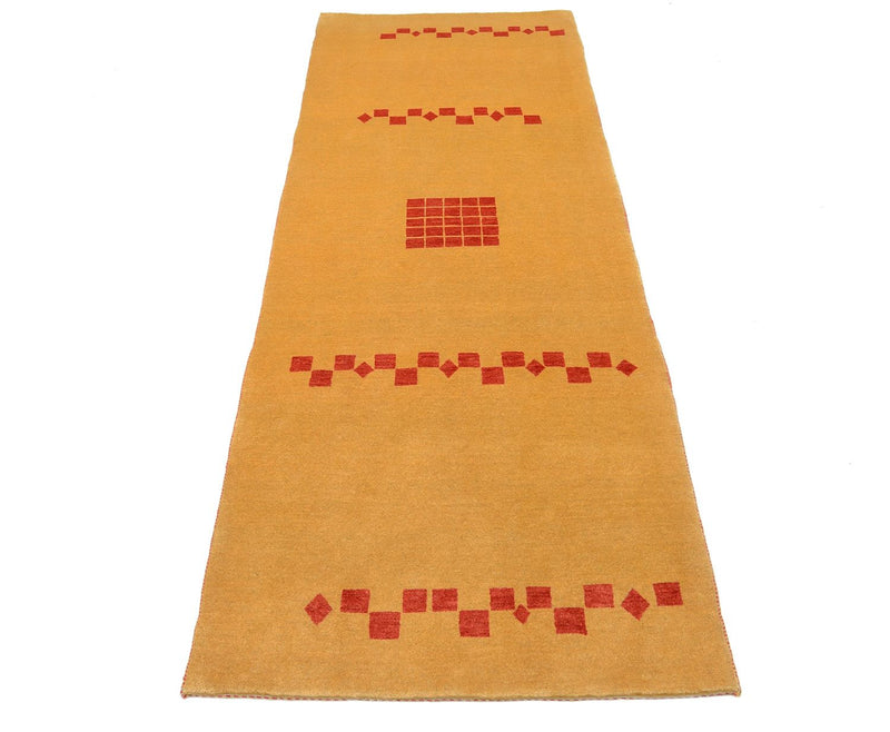 Alfombra de pasillo Alfombra Gabbeh - Loribaft Persa - 241 x 87 cm - amarillo mostaza