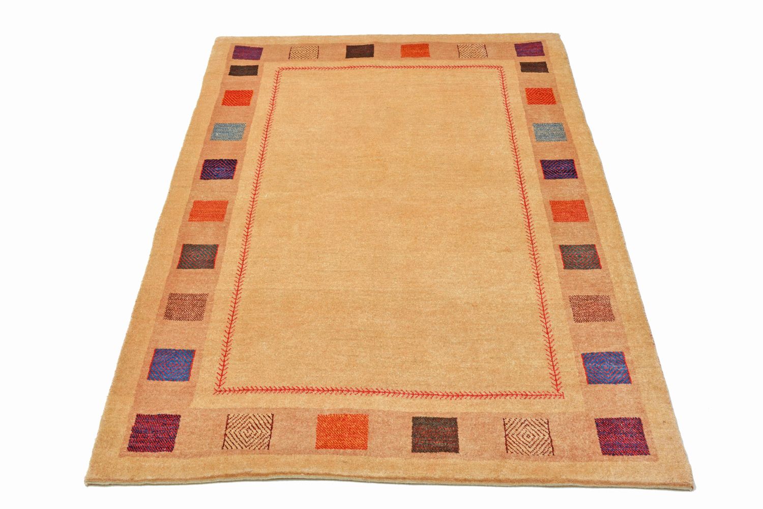 Alfombra Gabbeh - Loribaft Persa - 158 x 104 cm - amarillo
