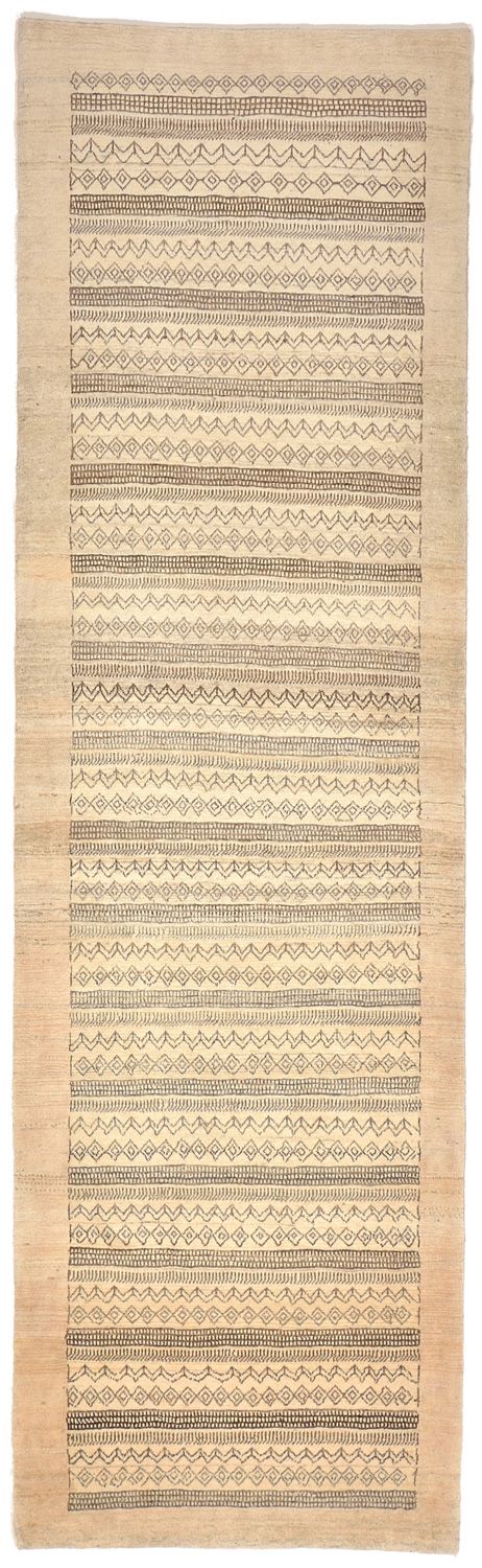 Alfombra de pasillo Alfombra Gabbeh - Loribaft Persa - 297 x 85 cm - arena
