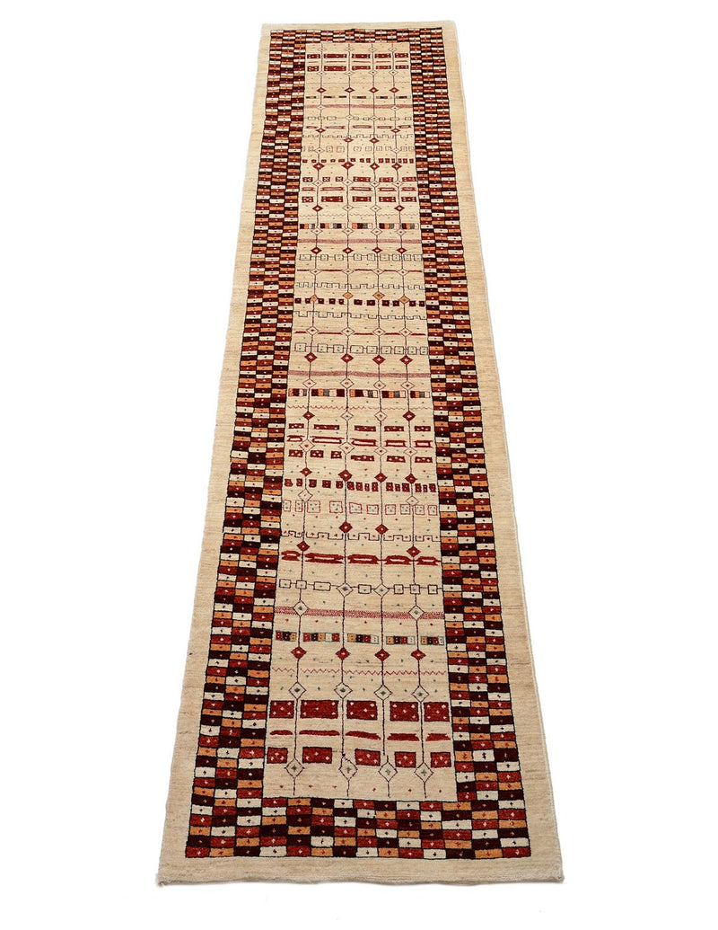 Alfombra de pasillo Alfombra Gabbeh - Loribaft Persa - 391 x 88 cm - multicolor