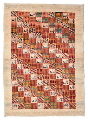 Alfombra Gabbeh - Loribaft Persa - 142 x 101 cm - rojo