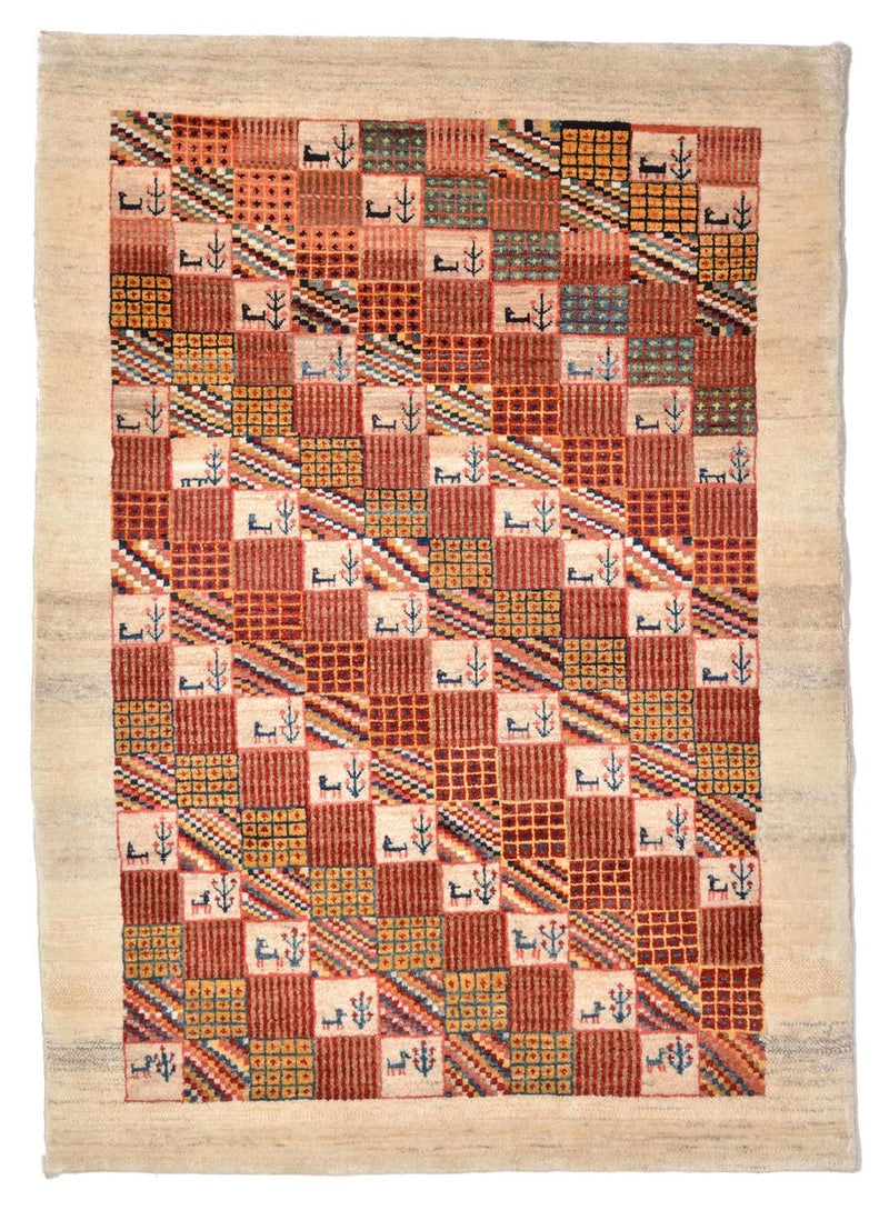 Alfombra Gabbeh - Loribaft Persa - 142 x 101 cm - rojo