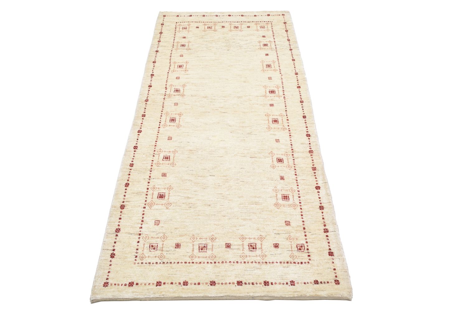 Alfombra de pasillo Alfombra Gabbeh - Loribaft Persa - 202 x 82 cm - natural