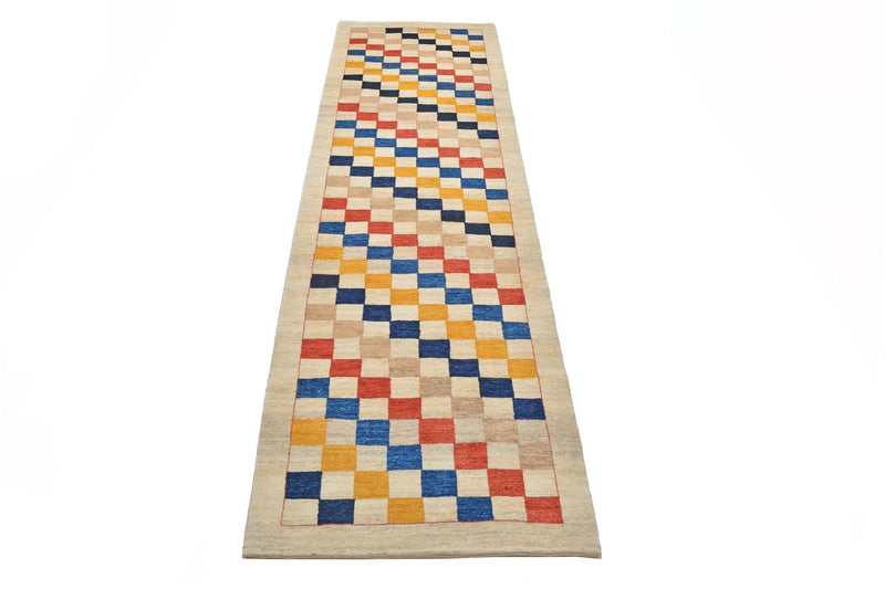 Alfombra de pasillo Alfombra Gabbeh - Loribaft Persa - 381 x 93 cm - multicolor