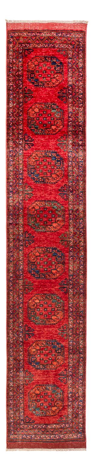 Alfombra de pasillo Alfombra afgana - 395 x 75 cm - rojo