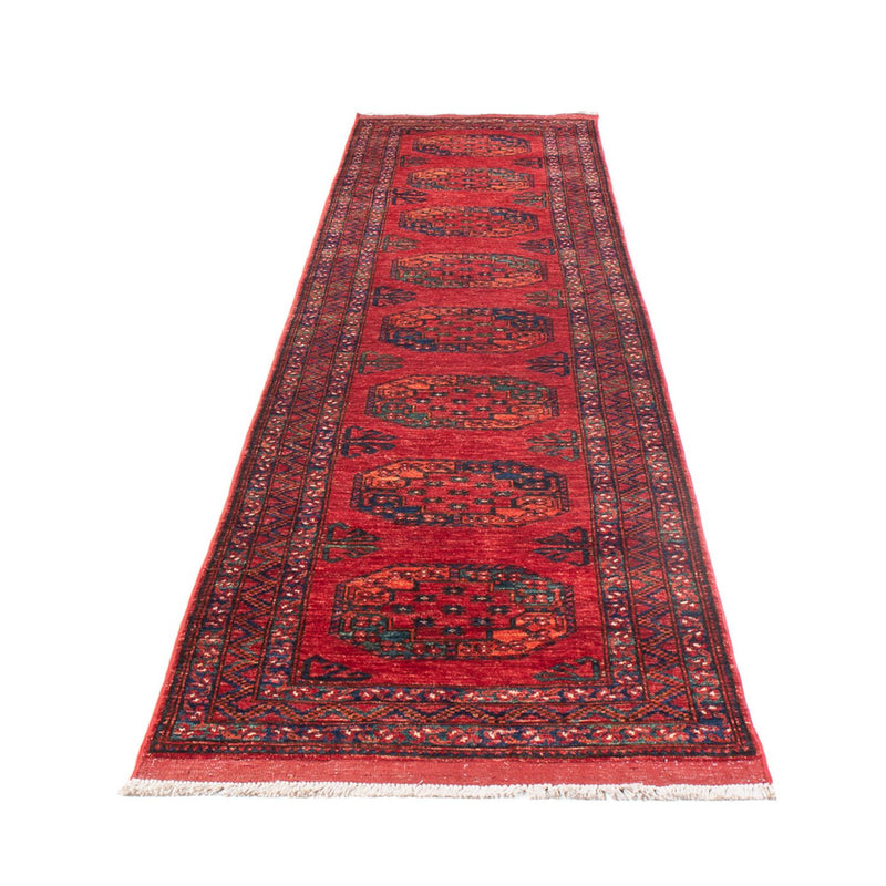 Alfombra de pasillo Alfombra afgana - 395 x 75 cm - rojo