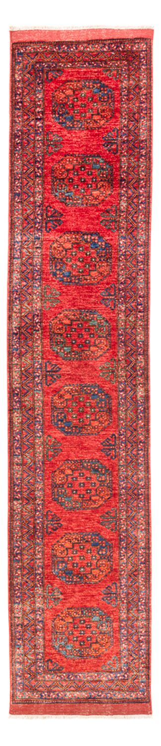 Alfombra de pasillo Alfombra afgana - 390 x 82 cm - rojo