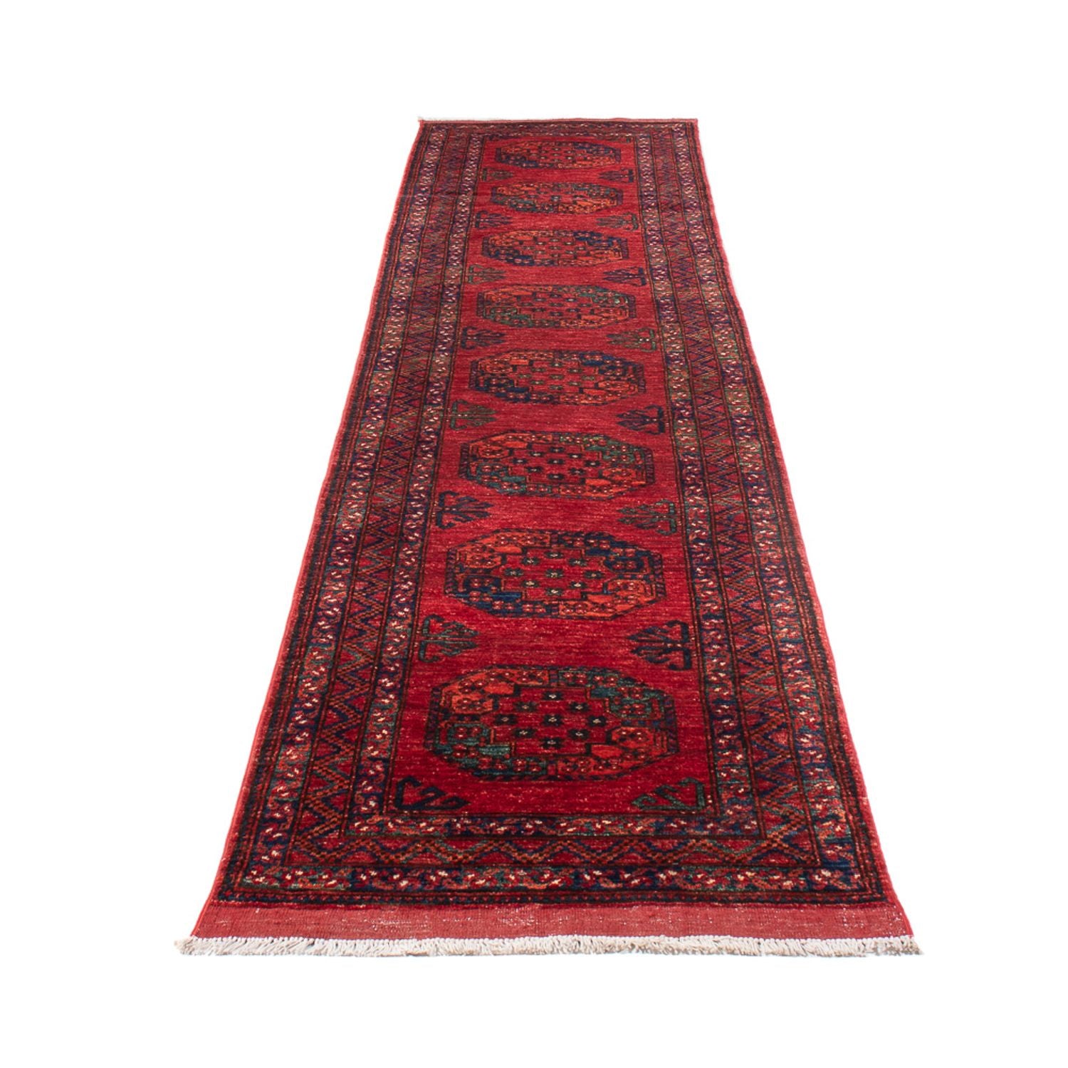 Alfombra de pasillo Alfombra afgana - 395 x 76 cm - rojo