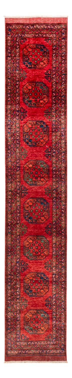 Alfombra de pasillo Alfombra afgana - 395 x 77 cm - rojo