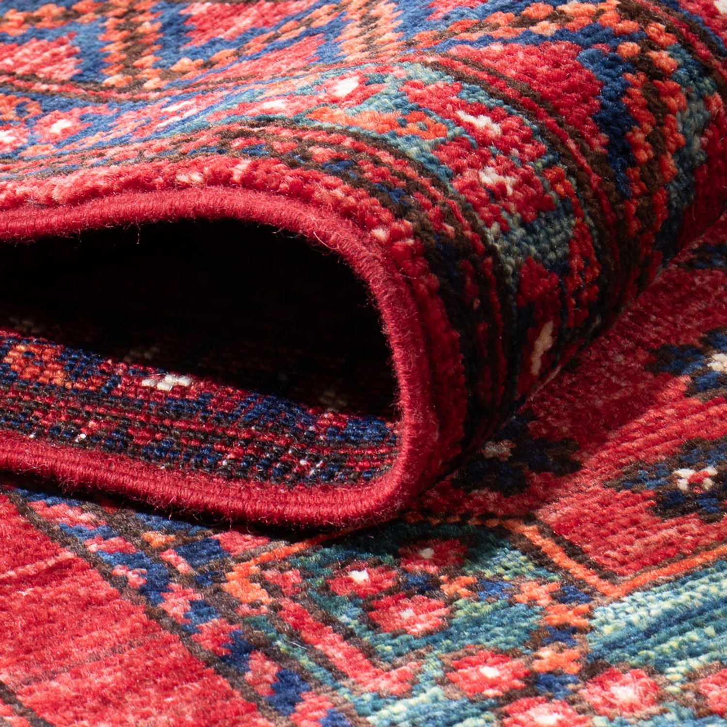 Alfombra de pasillo Alfombra afgana - 395 x 77 cm - rojo