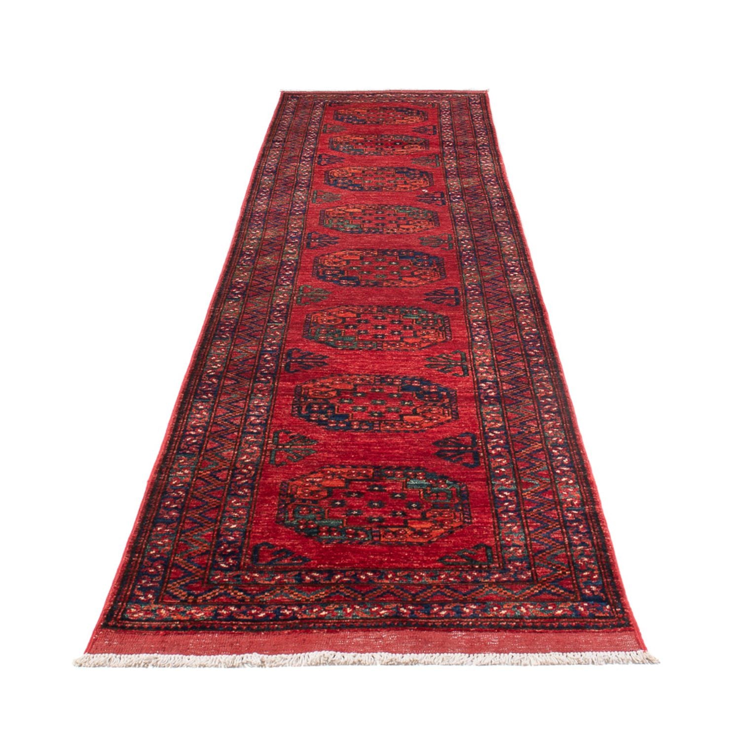 Alfombra de pasillo Alfombra afgana - 395 x 77 cm - rojo