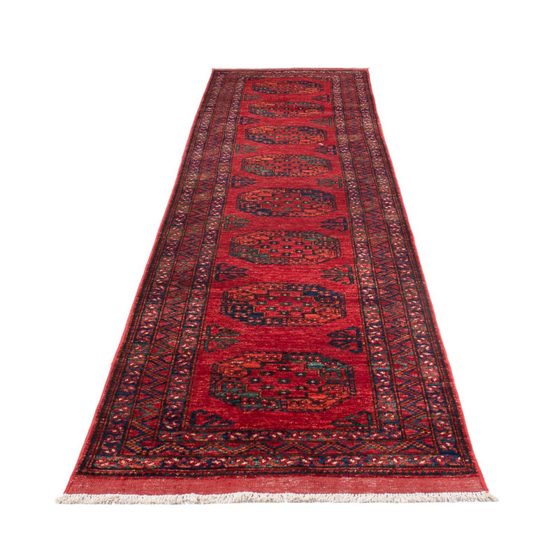 Alfombra de pasillo Alfombra afgana - 395 x 77 cm - rojo