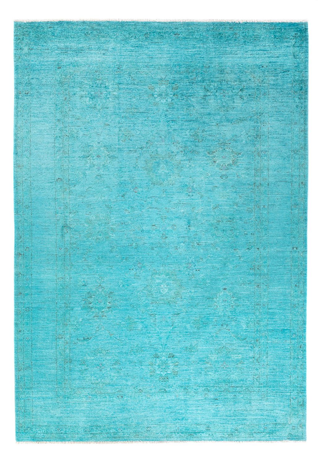 Alfombra Ziegler - Moderna - Vintage/revestido - 249 x 171 cm - turquesa