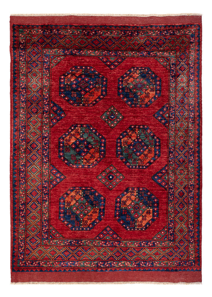 Alfombra afgana - Kunduz - 199 x 149 cm - rojo