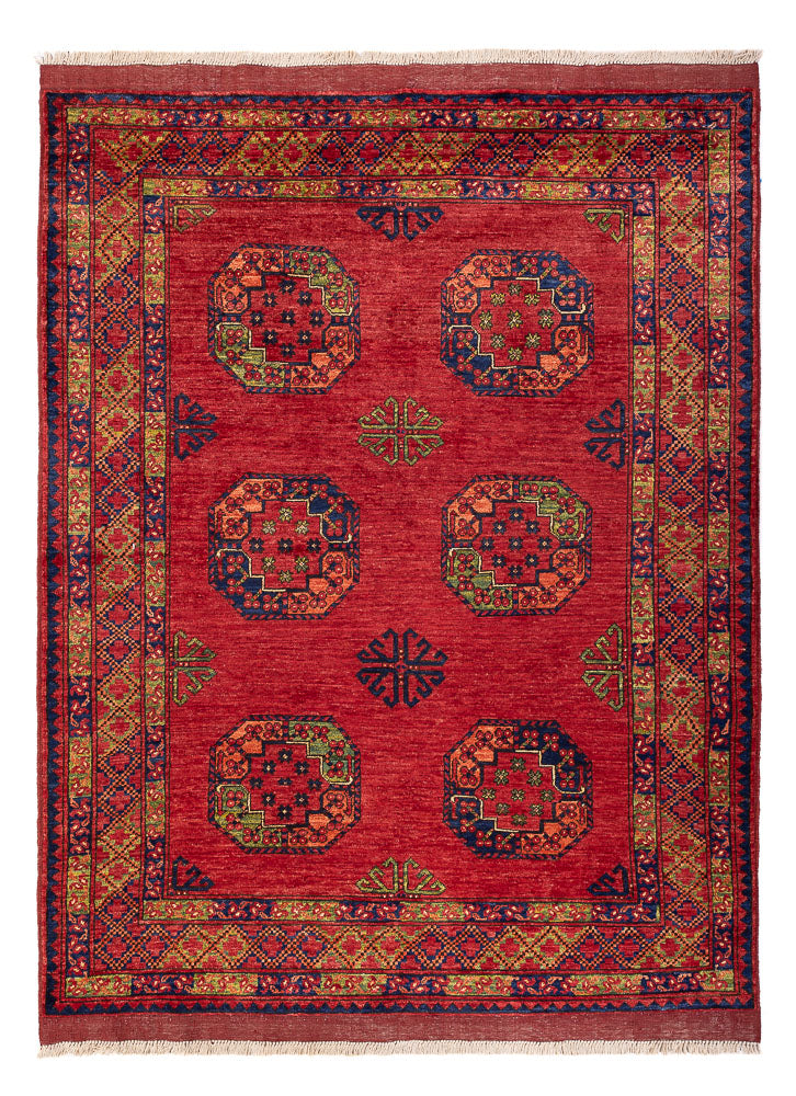 Alfombra afgana - Kunduz - 197 x 154 cm - rojo